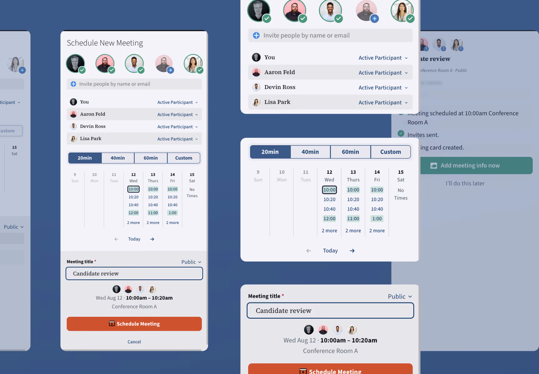 Designs of Aligned's scheduling tool.